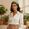 Green floral headband