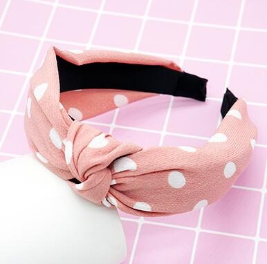 Polka dot headband with bow