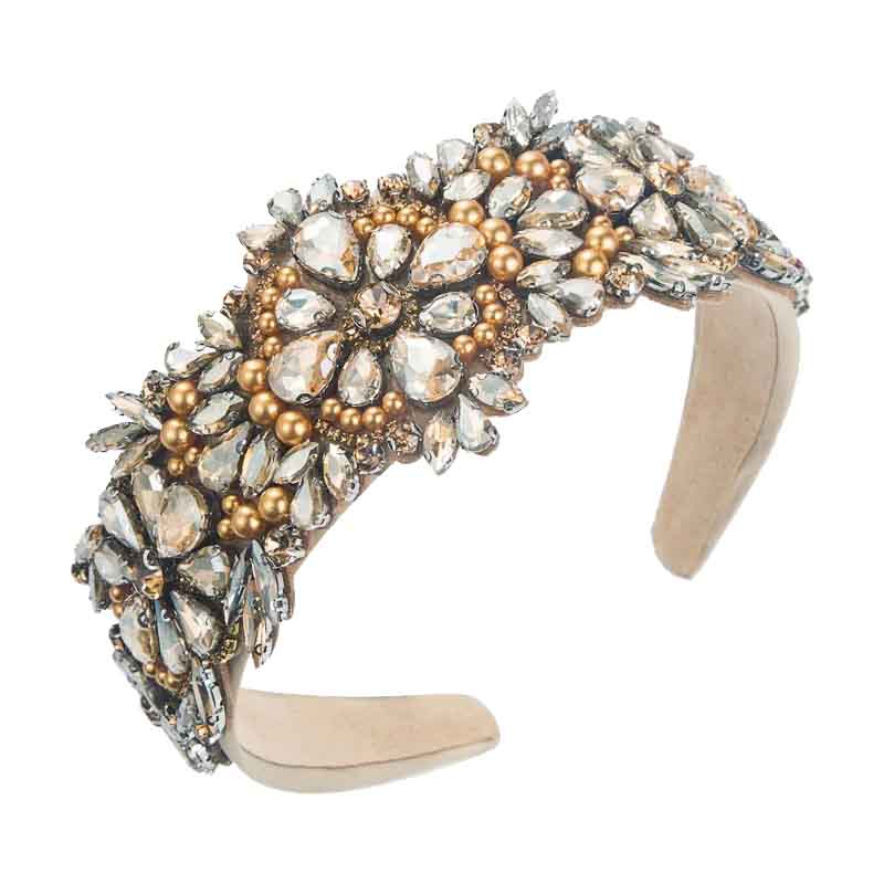 WHITE HEADBAND WITH RHINESTONES
