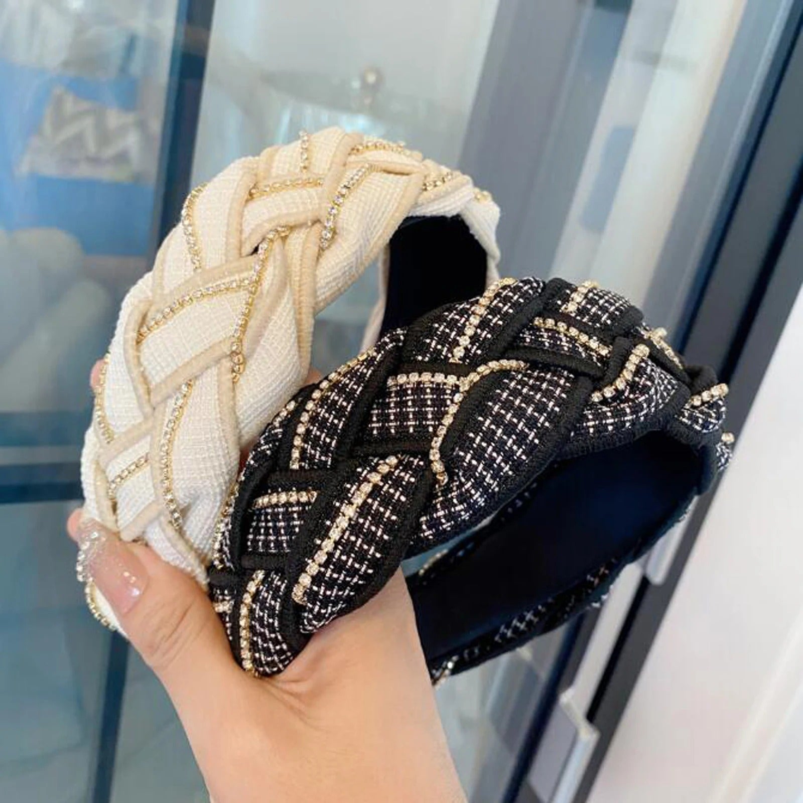 Extra wide elegant braided headband