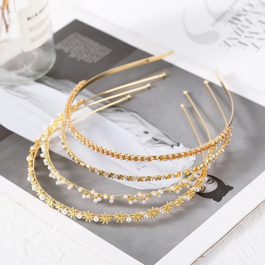 golden bride headband