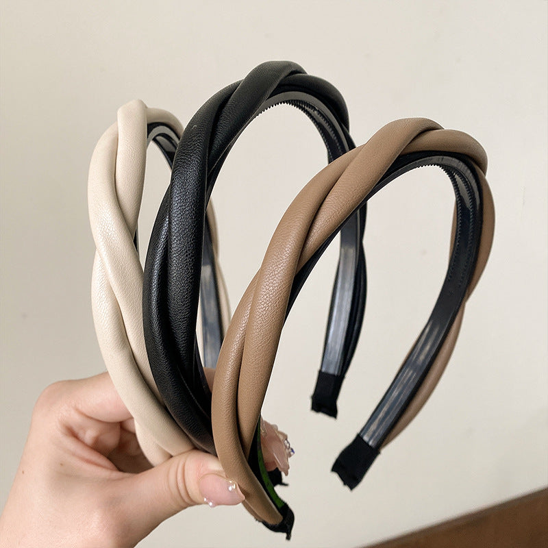 leather twist headband