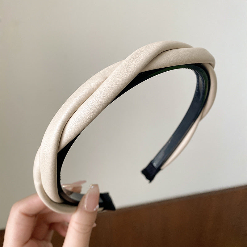leather whte headband