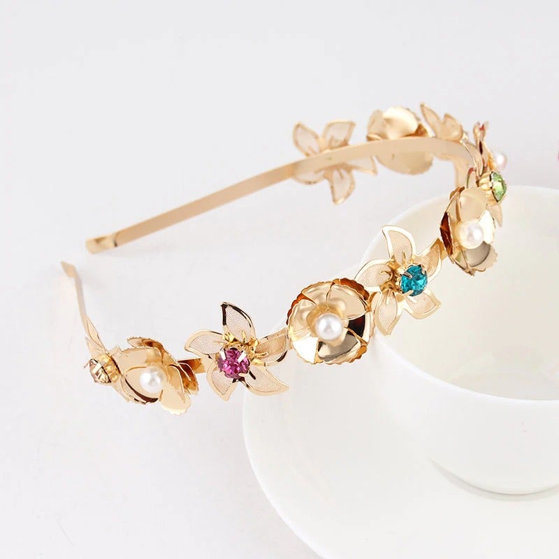 gold floral headband