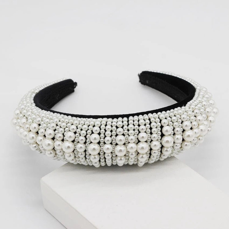Padded headband with pearls