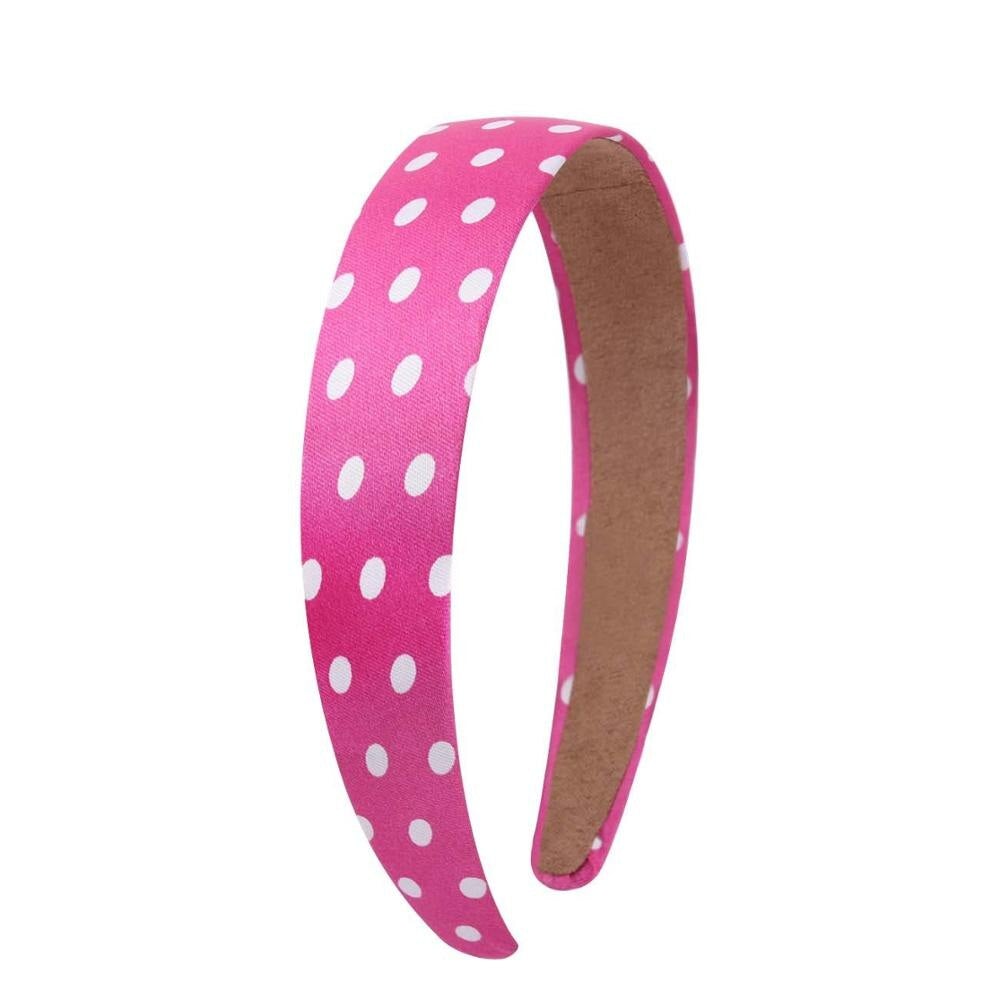 pink and white polka dot headband