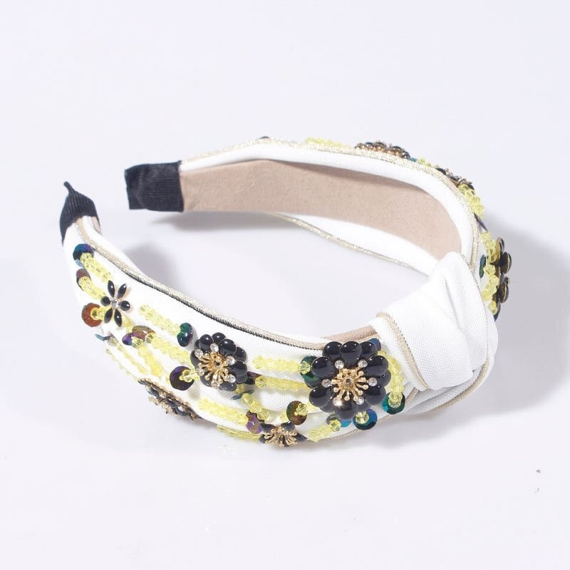 white floral headband 