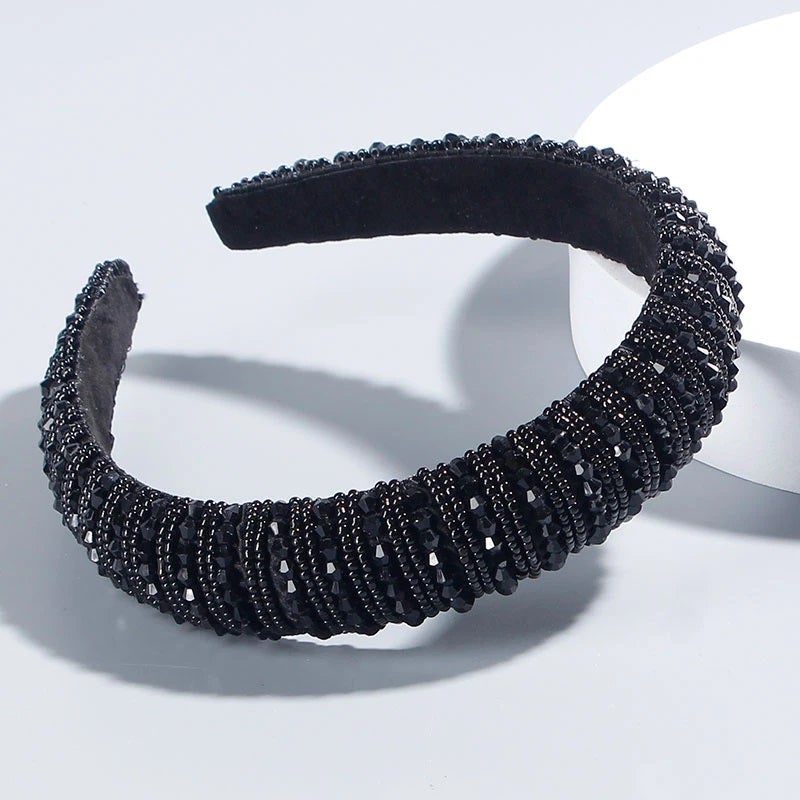 black crystal headband woman