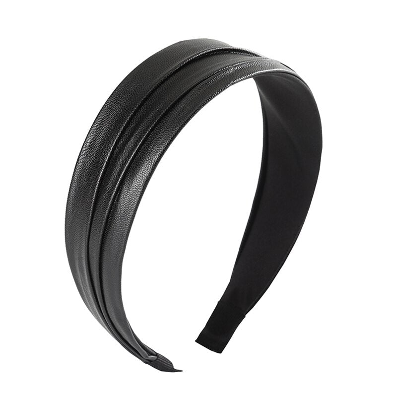 Black leather headband