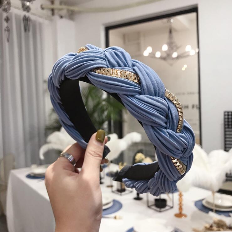blue golden headband