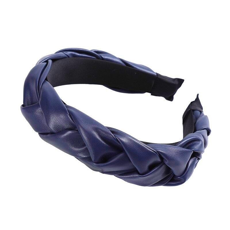 blue leather headband