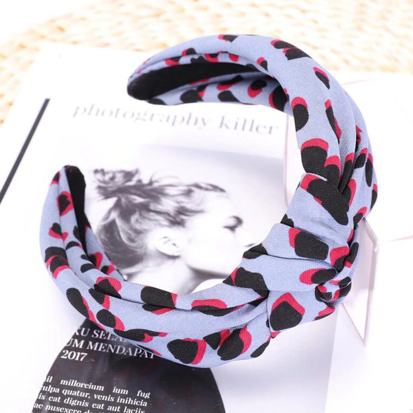 Blue leopard headband