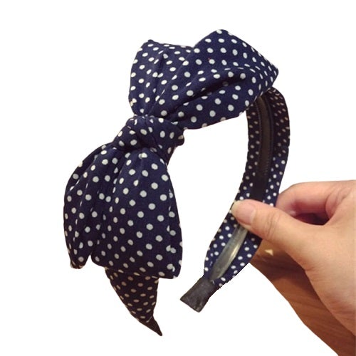 blue polka dot headband