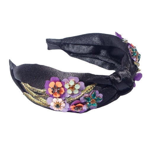 chanel black silk headband