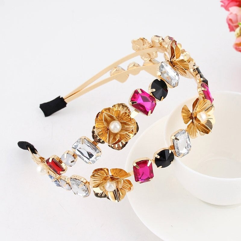 crystal floral headband