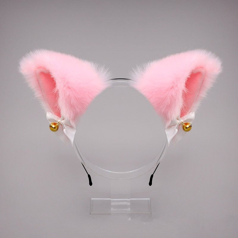 pink furry headband
