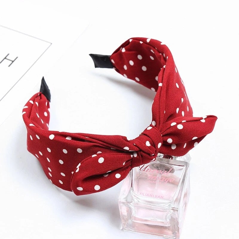 polka dot headband red