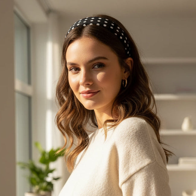Black Polka dot hairband