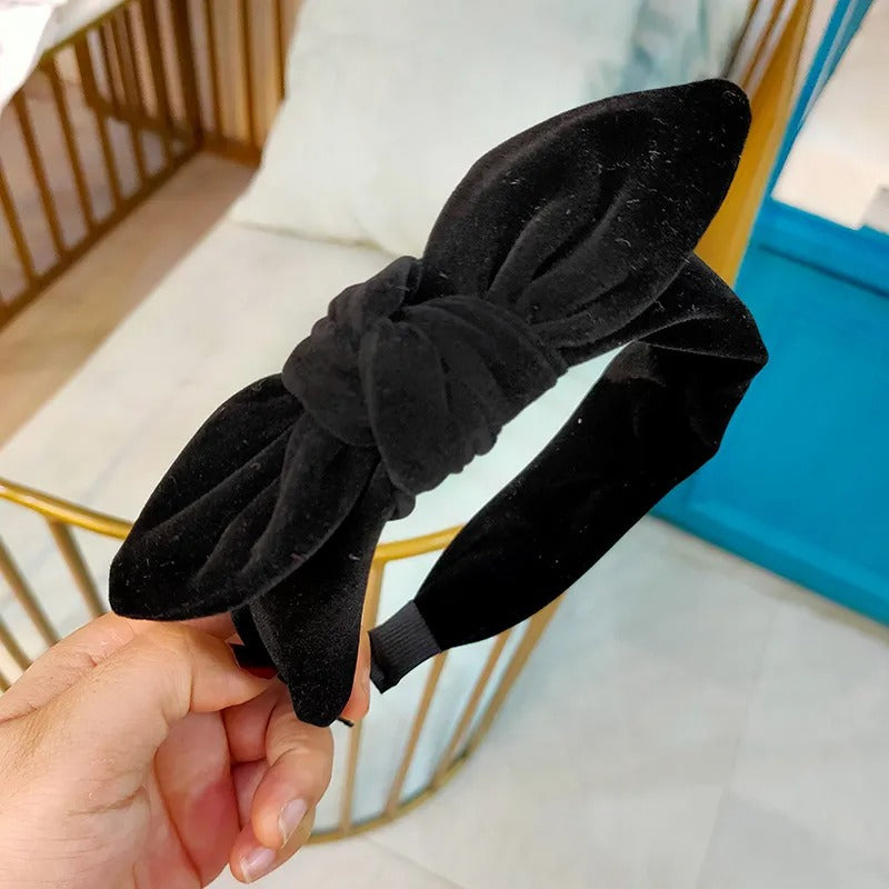 Black velvet knot headband