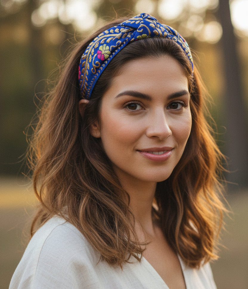Blue and pink headband