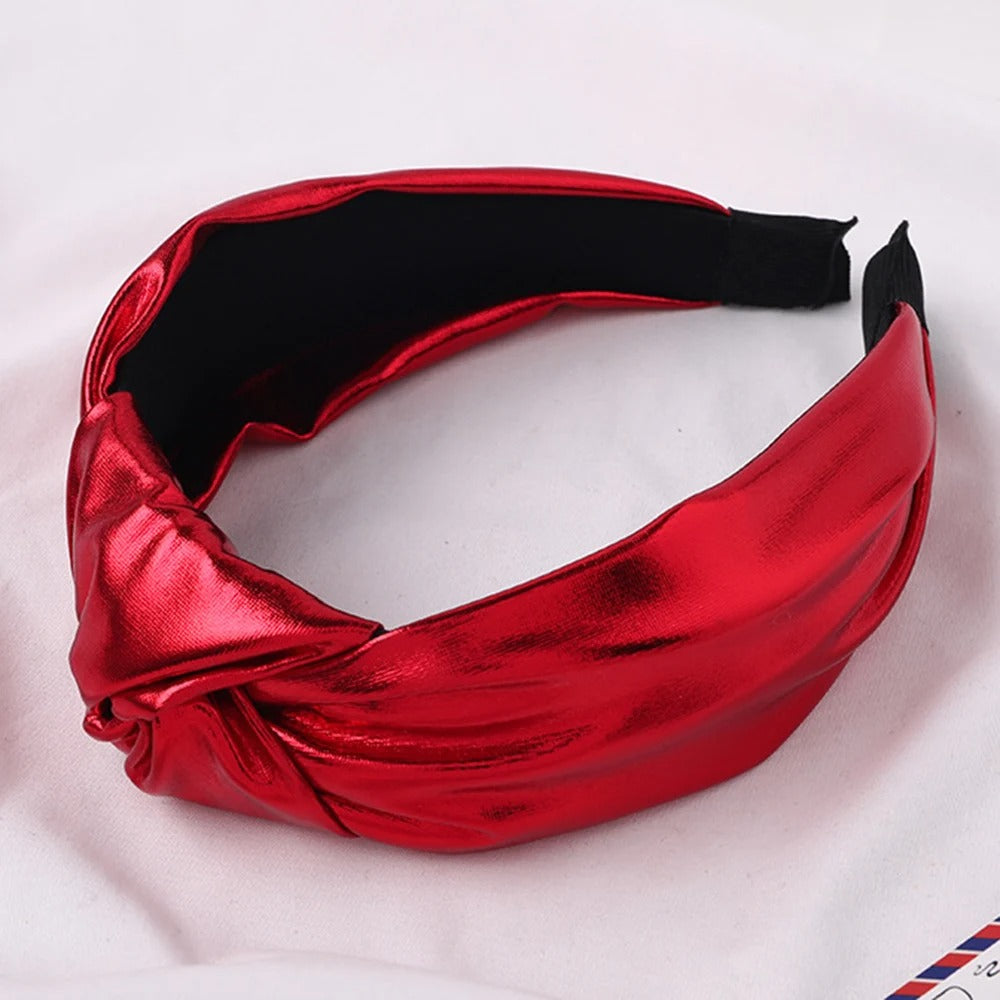 Glossy red leather hairband