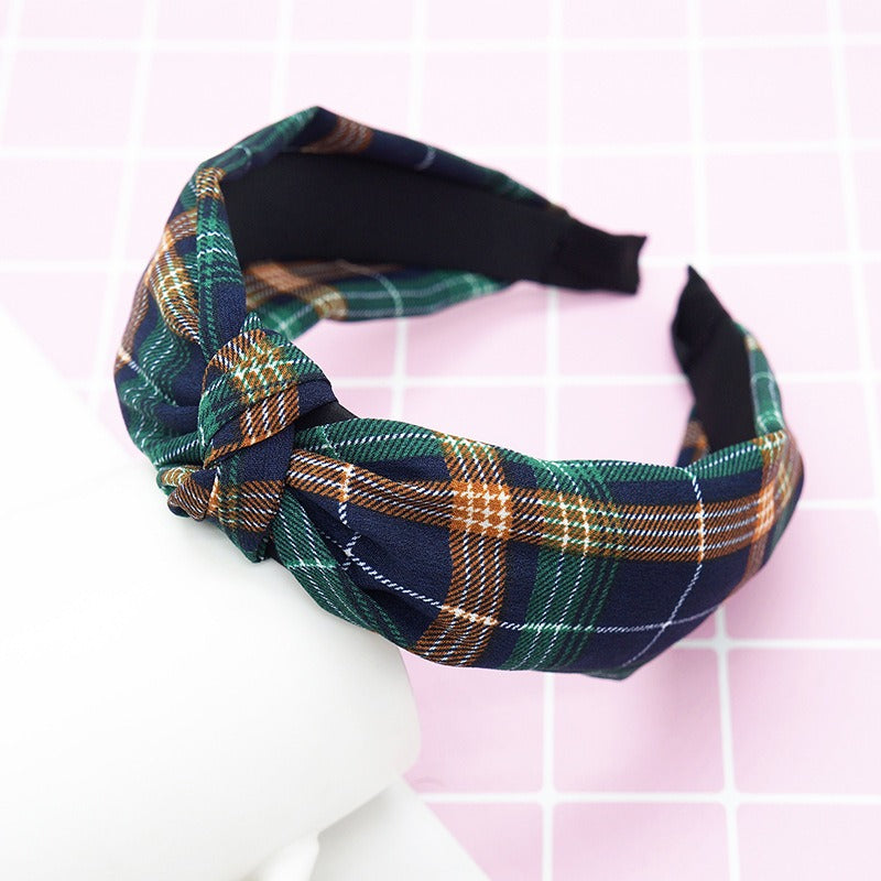 Green plaid headband