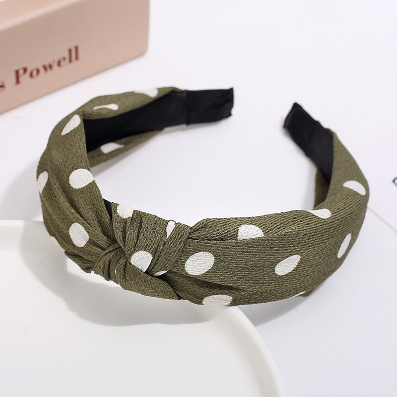 Green polka dot headband