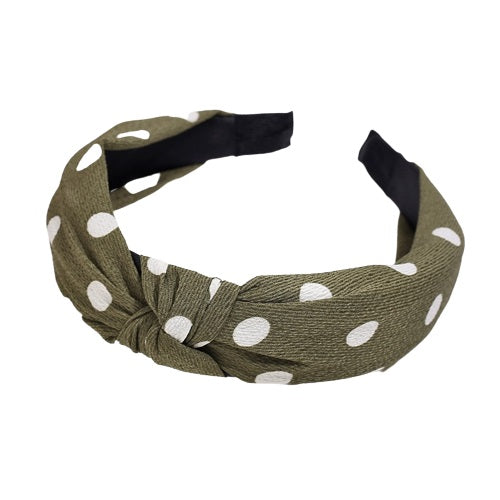 Green polka dot headband