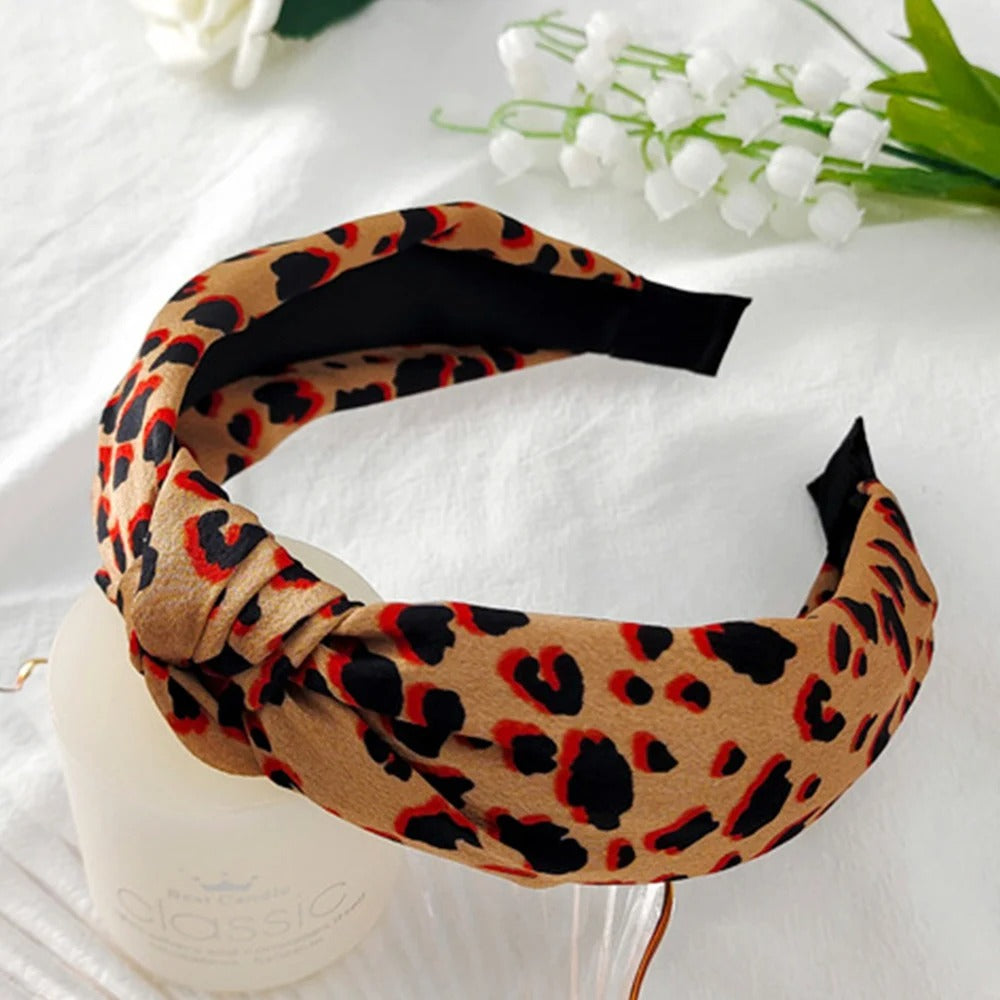 Leopard top knot headband