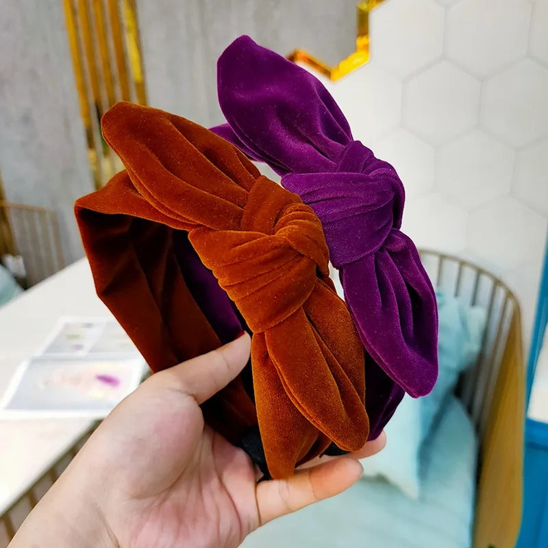 Velvet bow headband