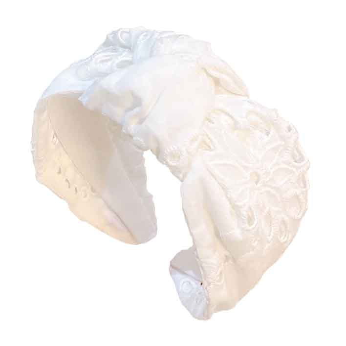 White embroidered headband
