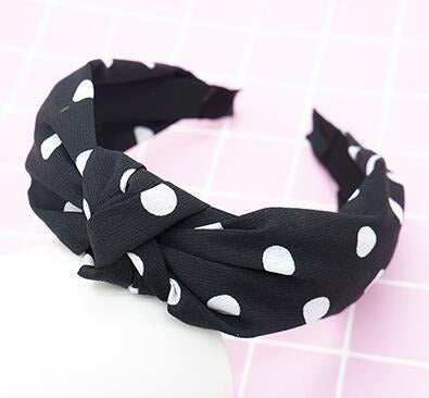 Black and white polka dot headband