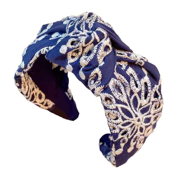 Blue embroidered headband