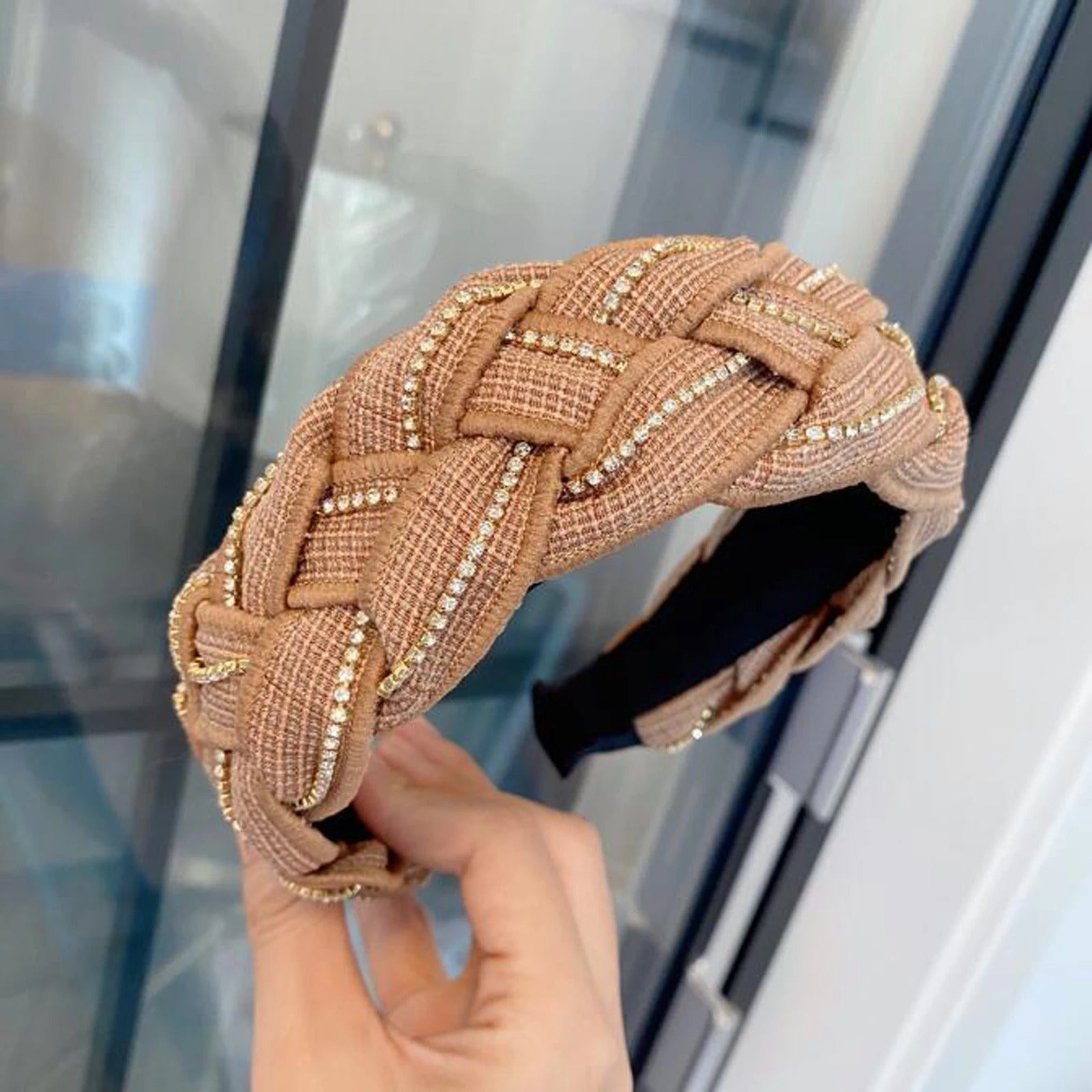 Extra Wide Light Brown Braided Headband