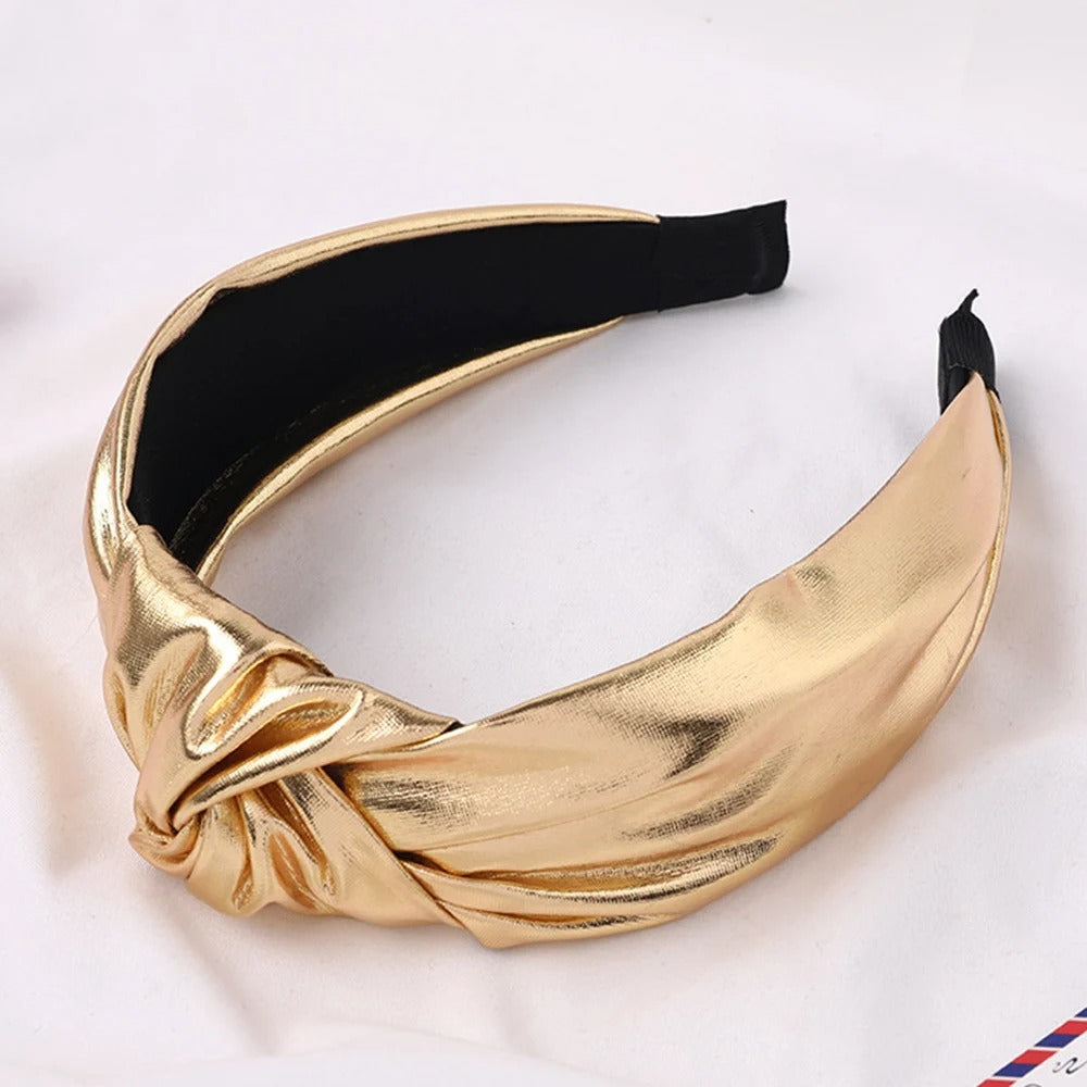 Gold leather headband