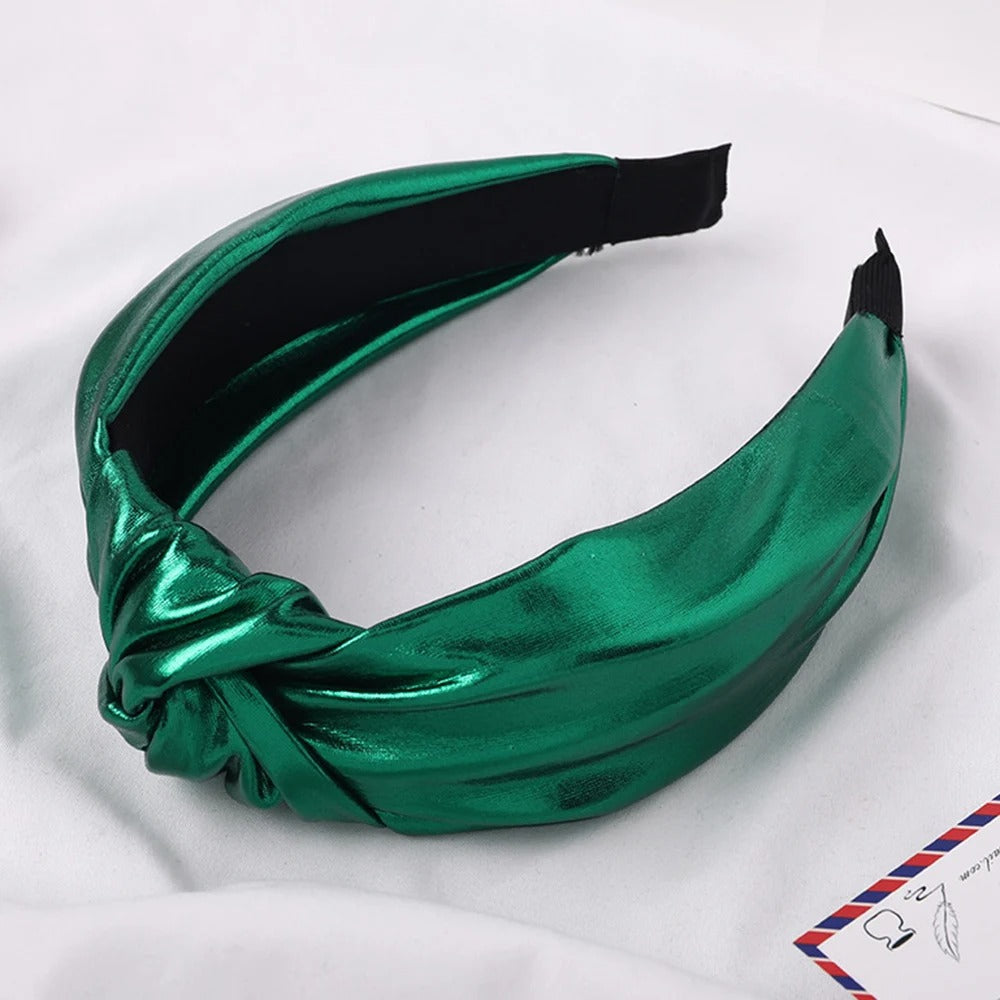 Green Leather Headband for women