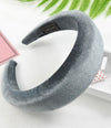 Padded headband grey velvet