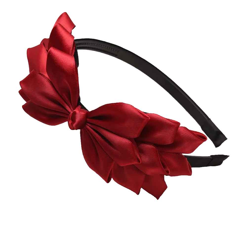 Red satin bow headband