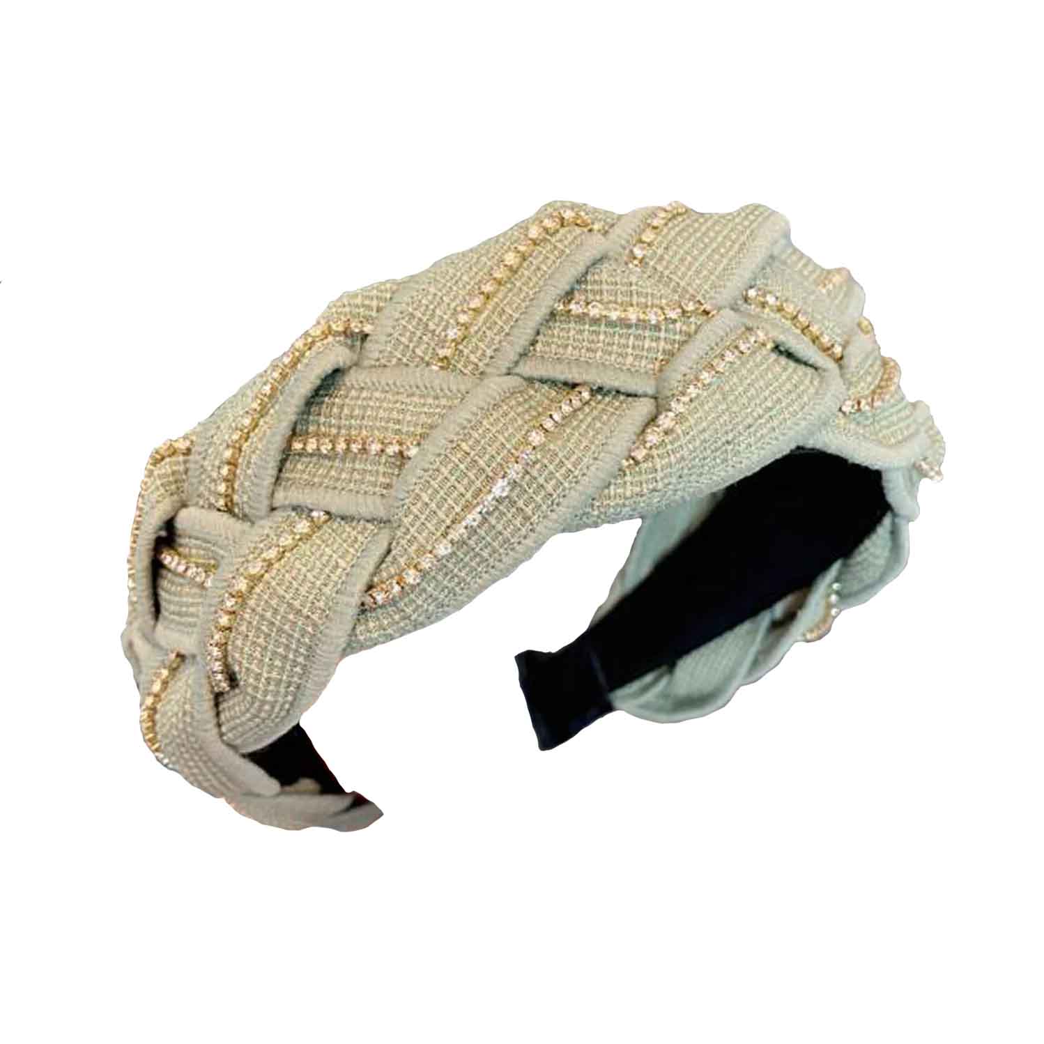 Large green braided headband