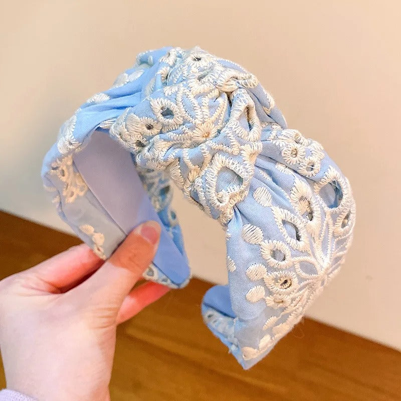 Light blue embroidered headband