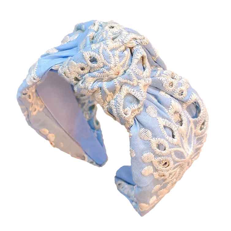 Light blue embroidered headband