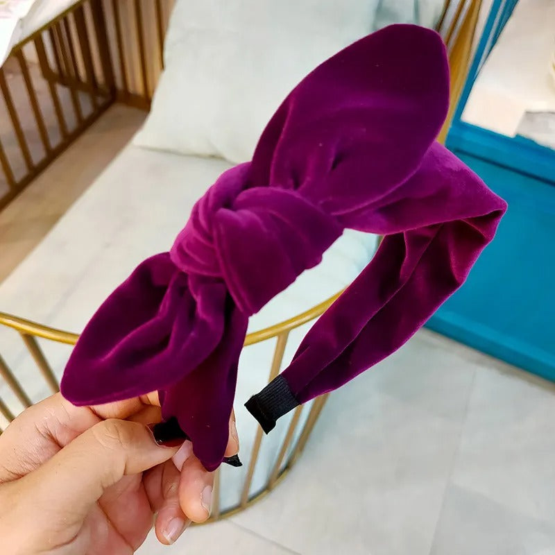 Purple velvet knot headband