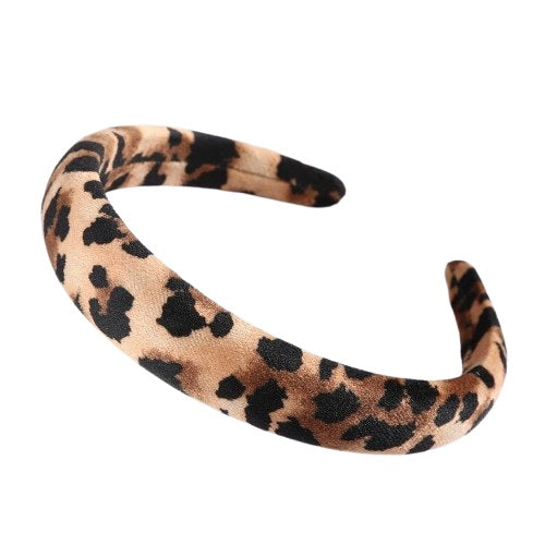 Velvet leopard headband 
