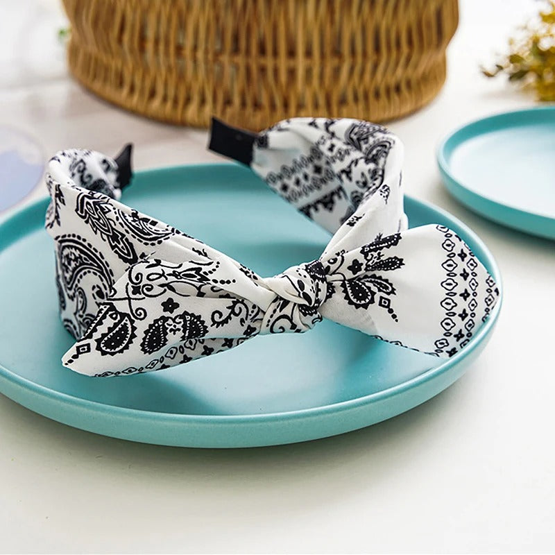 White bandana headband woman