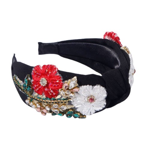 black floral headband luxe