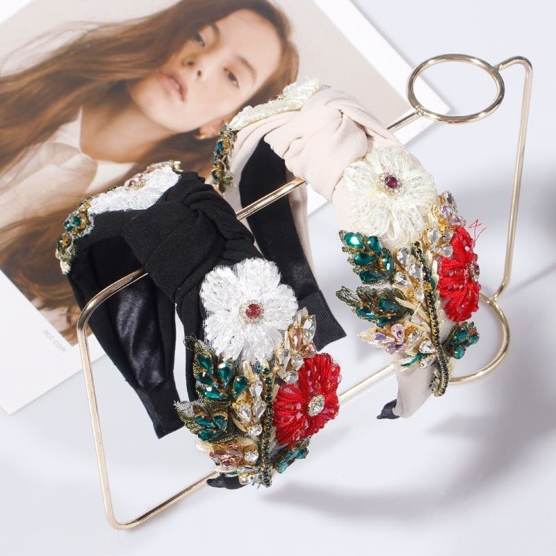 black floral headband wide