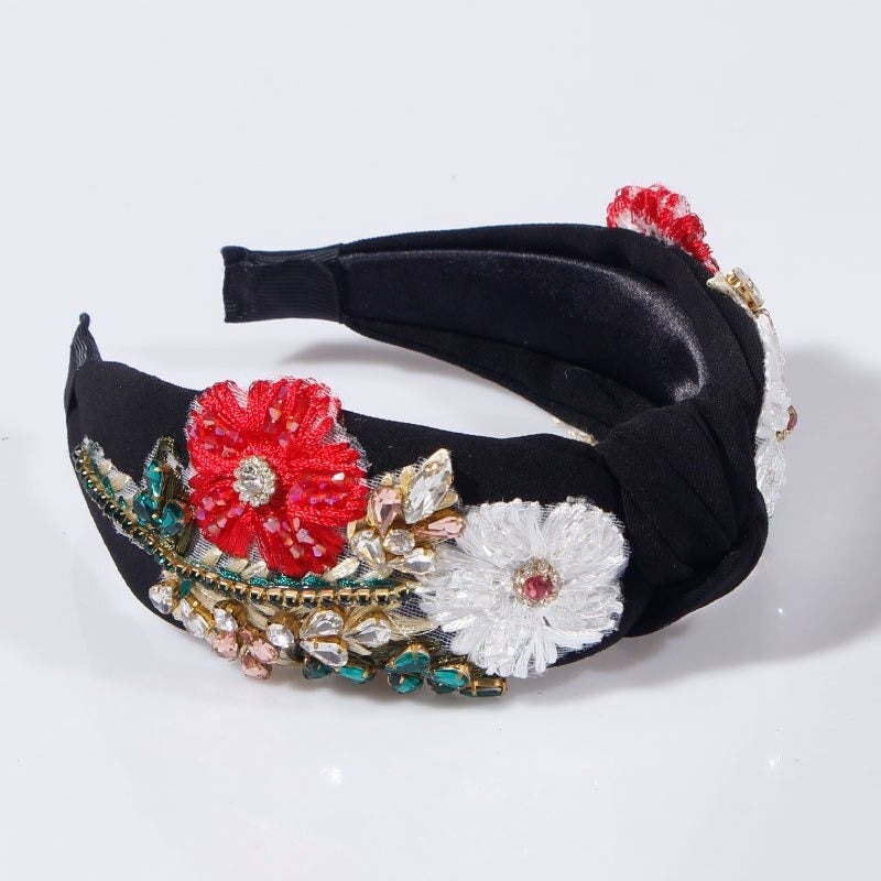 black floral headband luxe