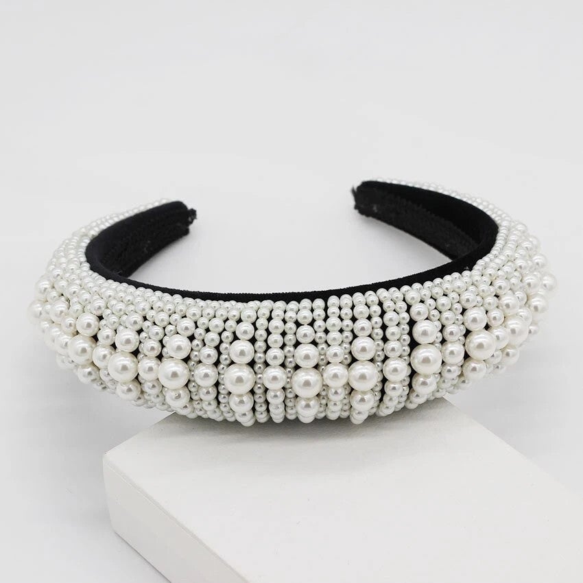 Padded headband with pearls