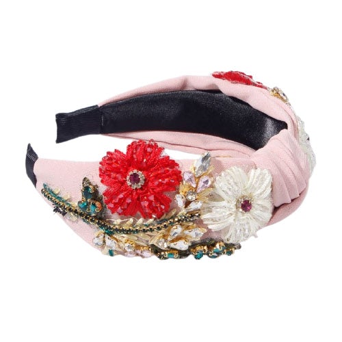 pink floral headband