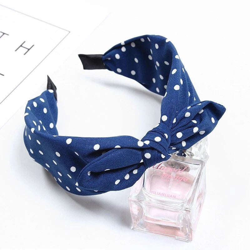 White and blue headband